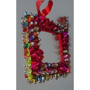 photo frames Mini Beaded ornaments 3 Pink Metallic VTG 90s‎ Sequin 4X4 Small